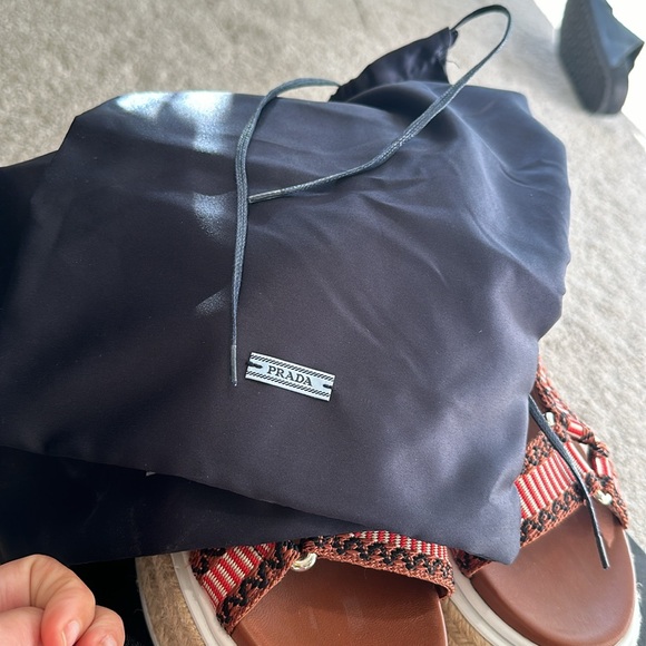 PRADA Jacquard and Leather Platform Espadrilles - Picture 6 of 6